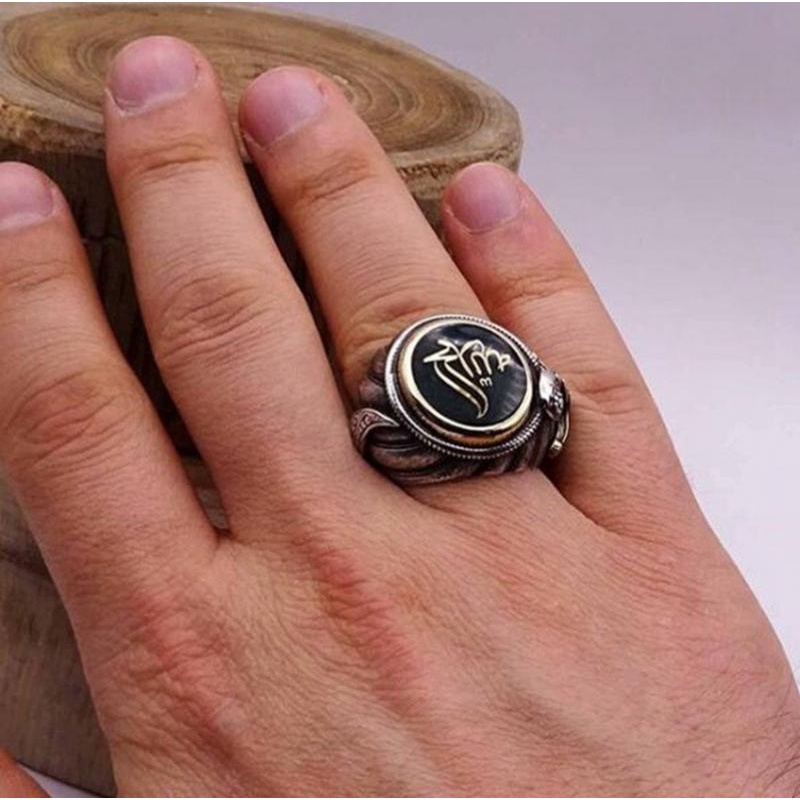 Cincin Lapis Silver Hias Batu Mata Harimau Misteri Gaya Vintage Rock Untuk Pria