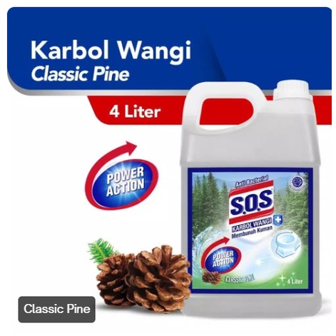 SOS Karbol Wangi Classic / Sereh - Galon / Jerigen 4000ml / 4 LT