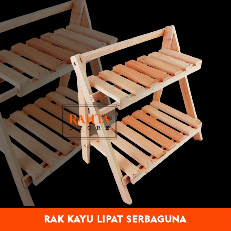 Kt62-Rak Bumbu Kayu Lipat/Rak Kayu Lipat/Rak Pot Bunga Rak Dapur/Rak Makeup