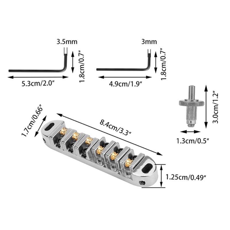 Roller Saddle Bridge O-Matic Dengan Stud Dan Kunci Pas Allen Pengganti Untuk Gitar Elektrik