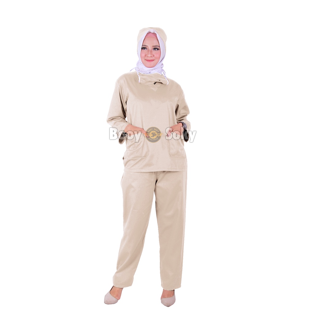 Baju Jaga Oka Ok Wanita Lengan Panjang Set Doctor's Scrub Perawat