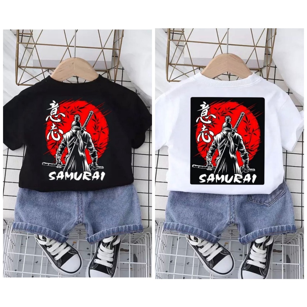 COD / SETELAN BAJU ANAK MOTIF SAMURAI DENIM / FASHION BAJU ANAK LAKI-LAKI DAN ANAK PEREMPUAN USIA 6-10BLN 1-5THN / MOTIF BAGUS KEKINIAN BAHAN COMBED CELANA DENIM LENGAN DAN CELANA PENDEK / NYAMAN SAAT DIPAKAI ANAK KARNA MEMAKAI BAHAN YANG ADEM DAN BAGUS