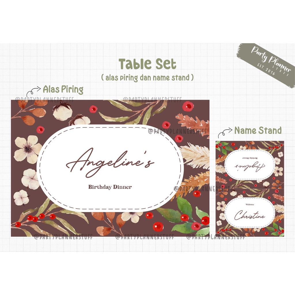 Table set dekor meja makan christmas tema natal / table set bridal shower / table set baby shower / 