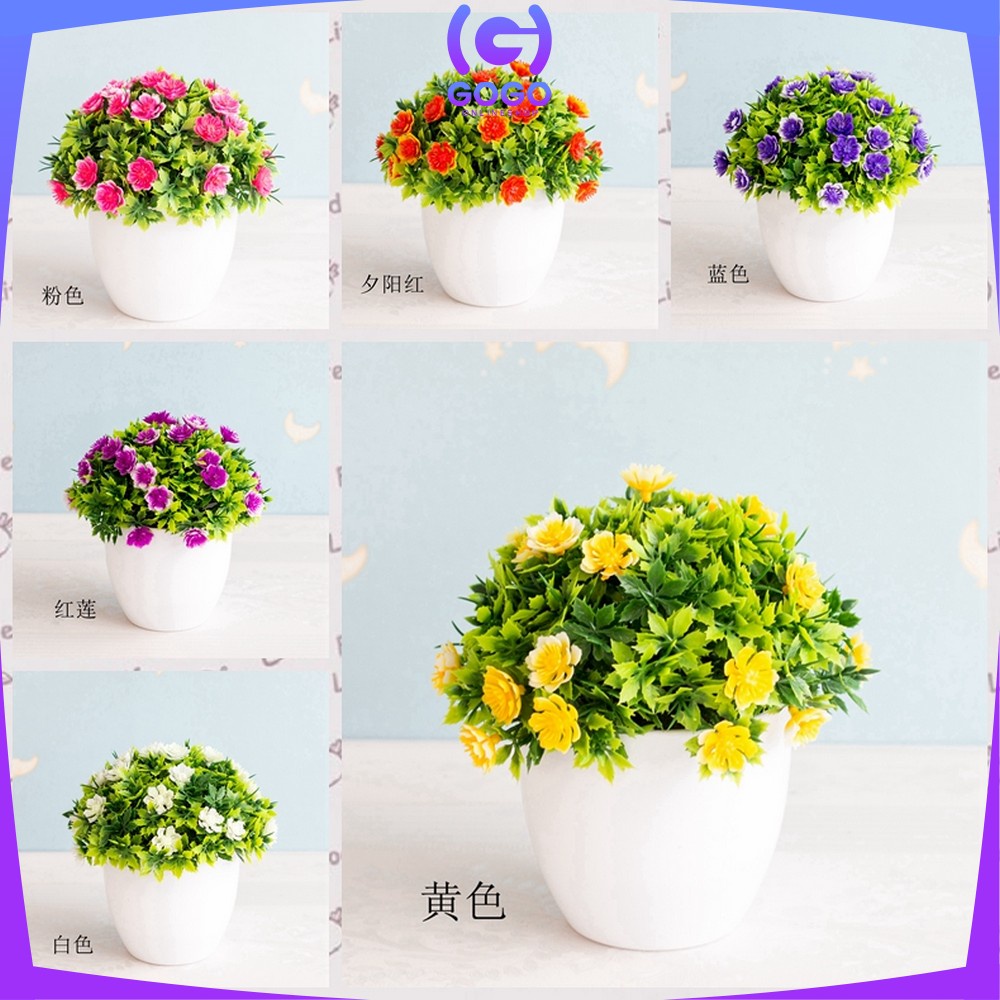 GOGO-C35-37 Ornamen Pot Bonsai Pajangan Dekorasi Rumah Tanaman Bunga Hias Plastik Artificial Flower