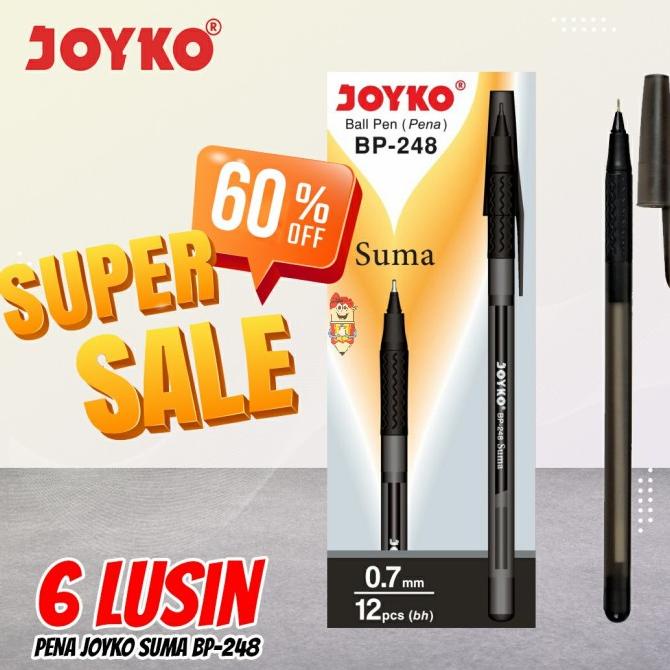 

(COD) SUPER SALE 6 lusin Pena Joyko SUMA BP-248 Black BOOM SALE Kode 153