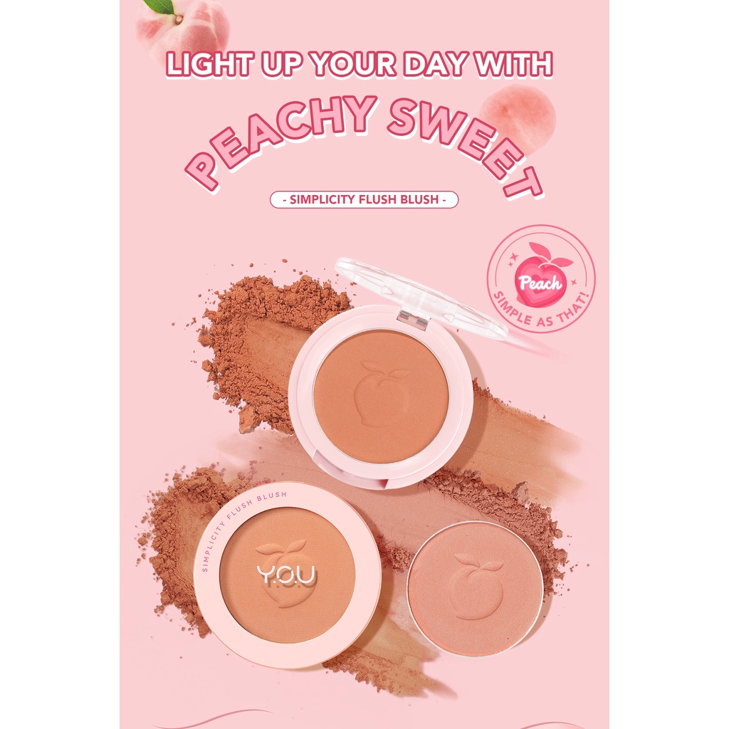 ★ BB ★ Y.O.U Simplicity Flush Blush | Natural Face Cheek | Pigmented Powder Blush On - YOU