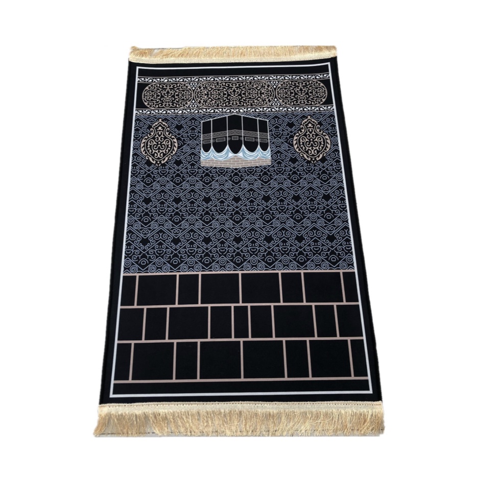 SAJADAH TEBAL KISWAH HITAM PREMIUM RUMBAI EXCLUSIVE EMPUK ANTI SLIP 70X110