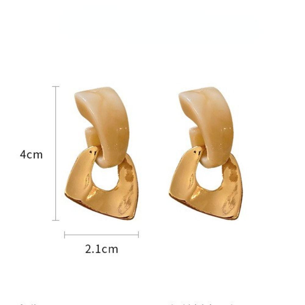 Mxbeauty Anting Geometris Tidak Teratur Resin Akrilik Pesta Perhiasan Temperamental Elegan Vintage Pendant Earrings