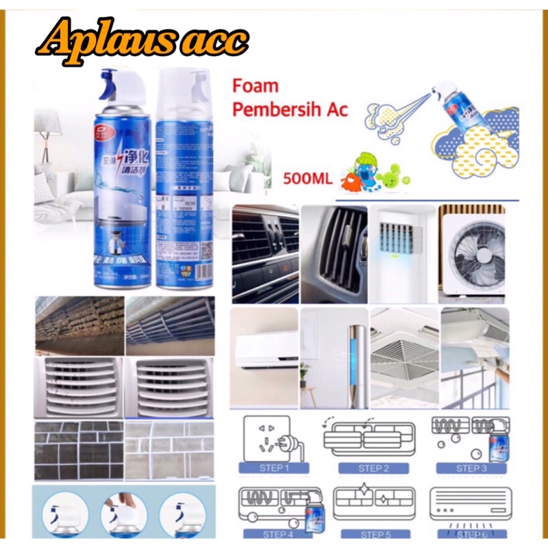 Foam Pembersih AC 500Ml Spray Penyegar AC Evaporator Cleaner Air