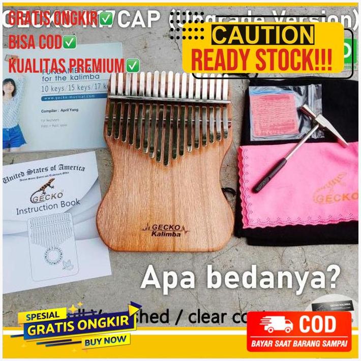 Gecko K17Cap Kalimba 17 Keys Solid Kalimba Mbira Piano Free Bonus