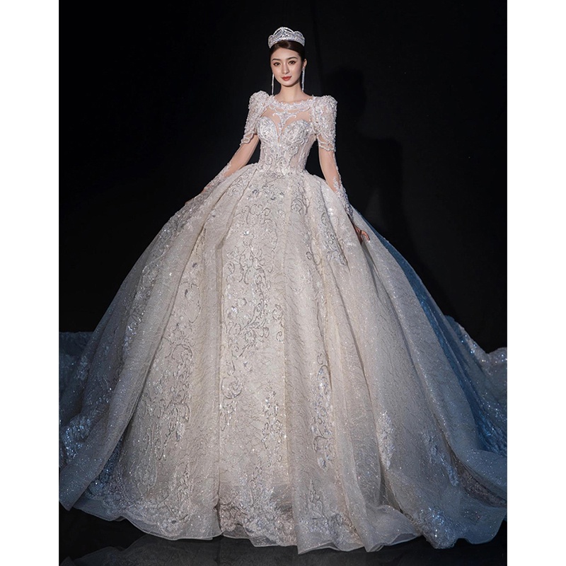 Master cahaya gaun pengantin langit berbintang 2022 pengantin baru high-end industri berat mewah len