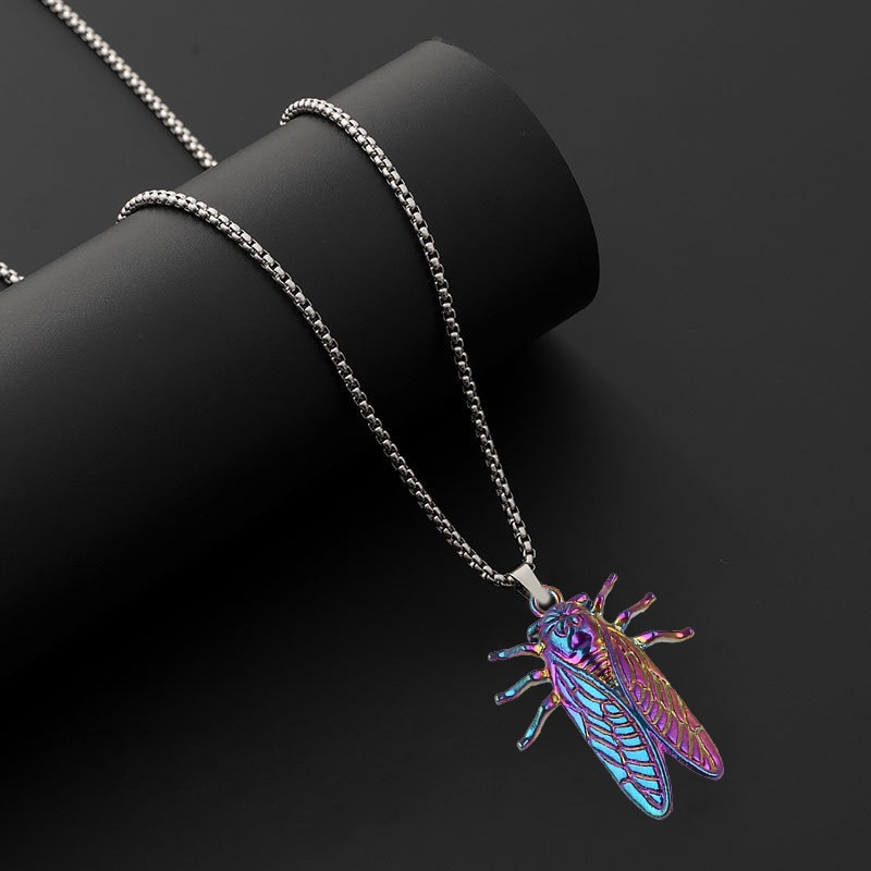 Kalung Liontin cicada Warna-Warni Gaya Eropa Amerika Untuk Pria