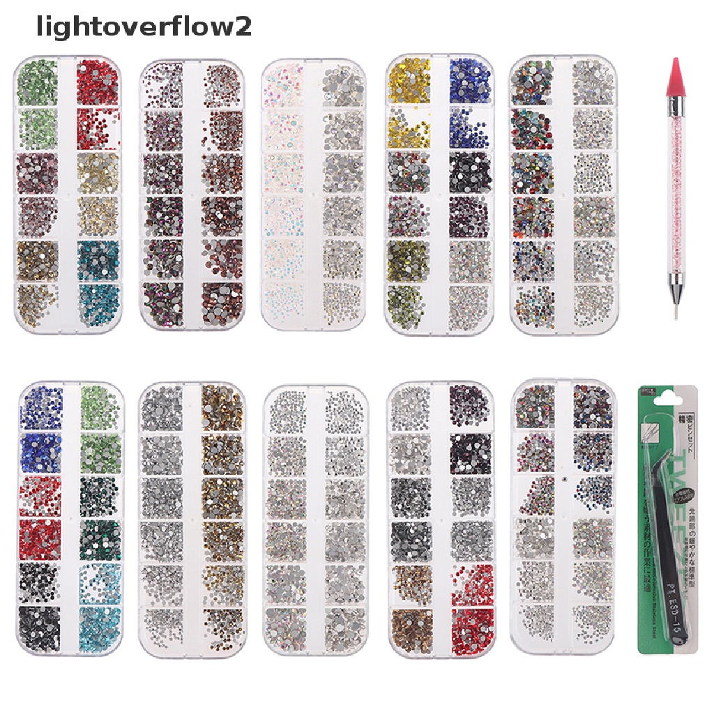 (lightoverflow2) Pinset Kristal / Berlian Imitasi 6 Ukuran Untuk Nail Art DIY (ID)