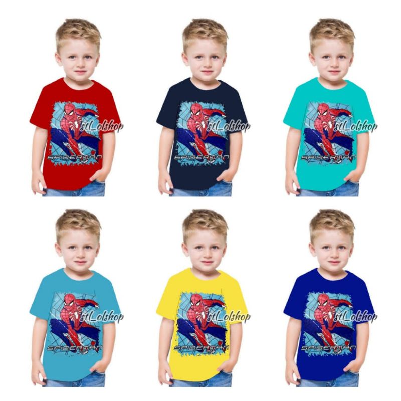 Kaos atasan Spiderman anak laki-laki  | Kaos lengan pendek | 1-10 Tahun