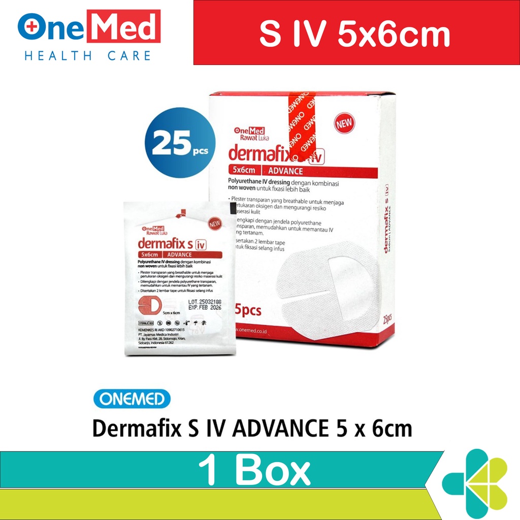 Dermafix S IV Dressing Advance 5 x 6 Cm OneMed box isi 25pcs