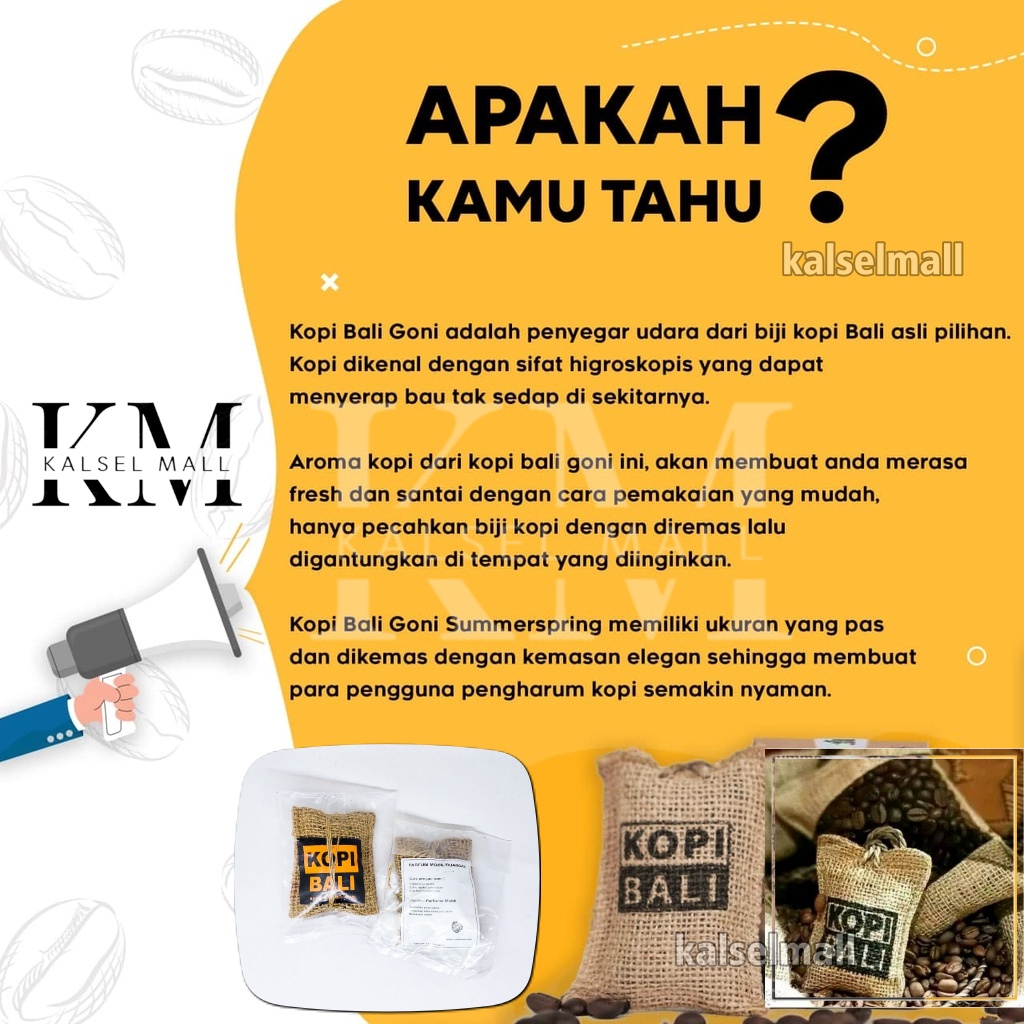 Pengharum Pewangi Parfum Gantung KOPI BALI 100% ORIGINAL LEBIH BESAR Parpum Penyegar Ruangan Anti dan Penghilang Bau Tidak Sedap Untuk Mobil Dapur Kamar WC Kamar Mandi Gudang Lemari Toilet WC ART24