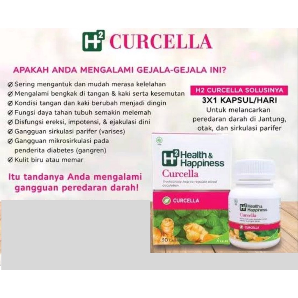 H2 HEALTH &amp; HAPPINESS CURCELLA ISI 30 CAPS - PEMBENTUK KOLAGEN
