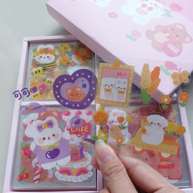 

rabbit and bear bestie sticker pvc deco