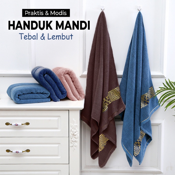 Handuk Mandi Dewasa Ukuran 140cm X 70cm bahan 100% Katun Handuk Mandi Motif Polos Tebal  H101K