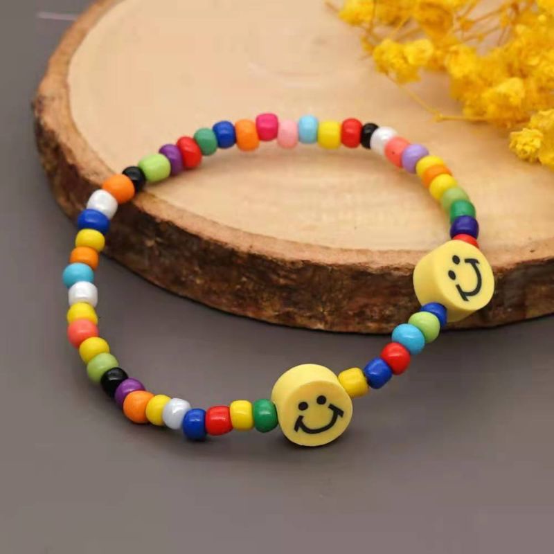Gelang Manik Wanita Rainbow Smile Mix Beads Warna Campur Pelangi Bohemian Fancy