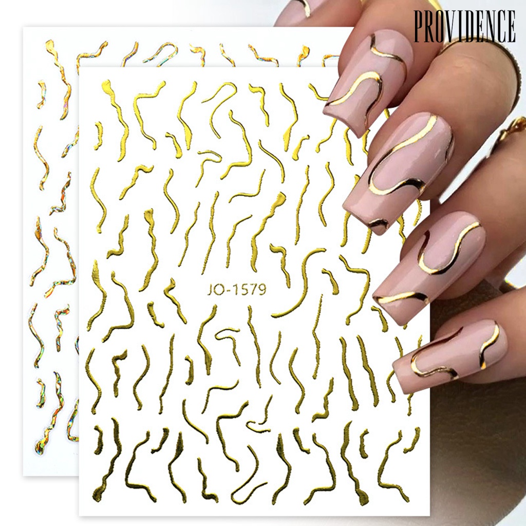 Providence Stiker Kuku Ultra Tipis Motif Garis Asimetris Untuk Nail Art / Manicure / Salon