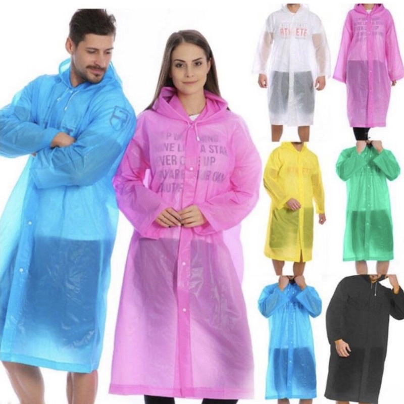 Jas Hujan Eva Lightweight Raincoat Universal Unisex Pria Wanita Plastik Mudah Dibawa Model Ponco Korea Polos ORIGINAL