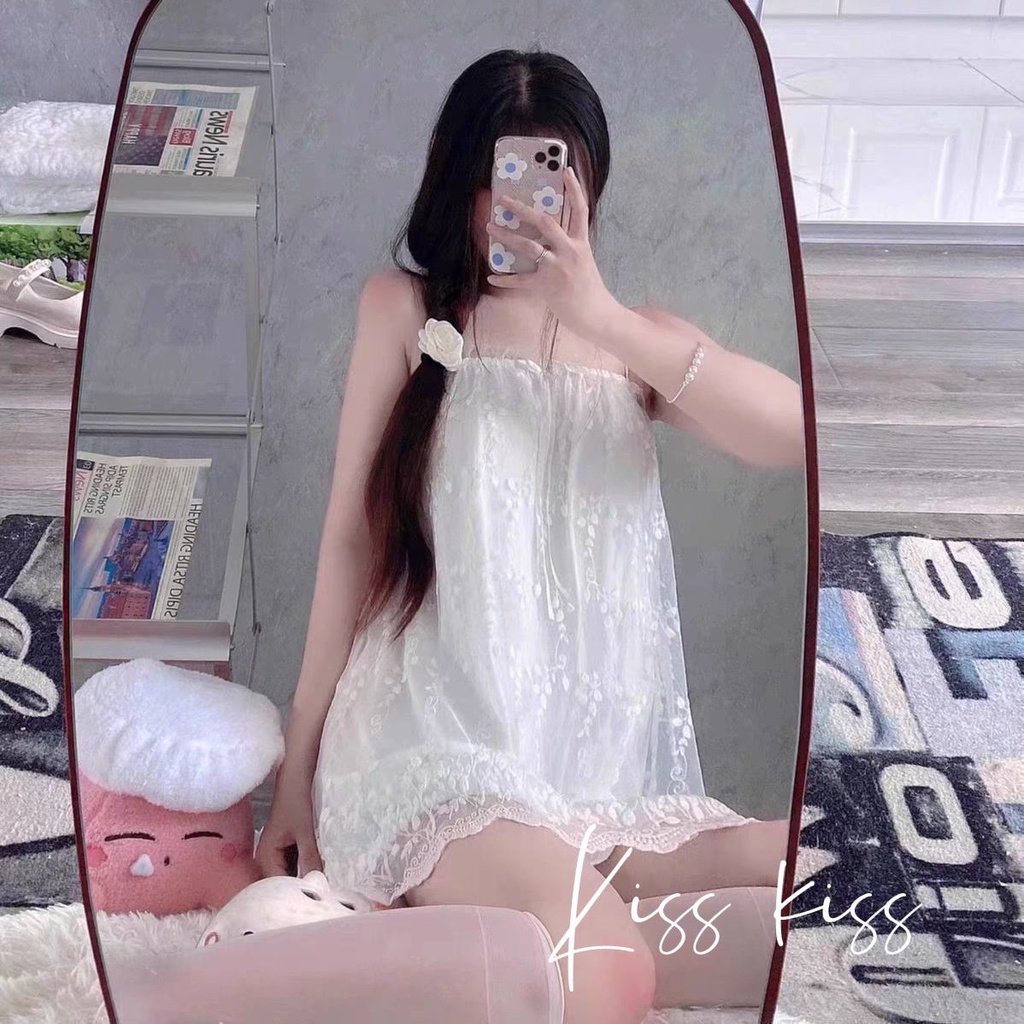 Frs home Piyama wanita putri angin gaun ukuran besar gaun halter bust manis gaun piyama renda Jepang