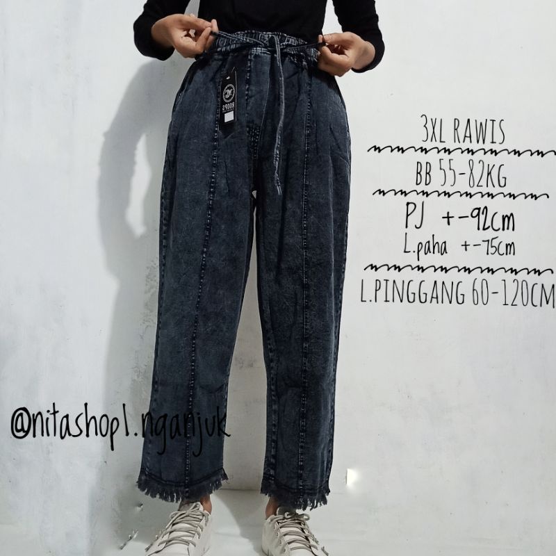 Celana Baggy Pants Jeans Super Jumbo 3XL BB 55-80Kg/Celana Panjang Wanita Jeans Kombi Rawis/Celana I