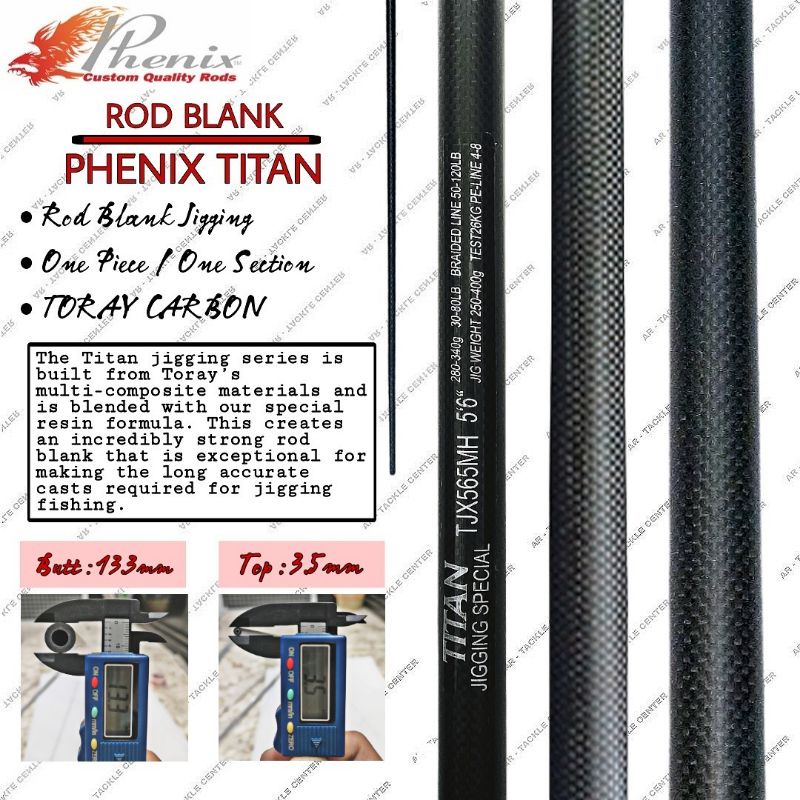 Blank Rod Jigging Phenix Titan Jigging Special TJX565MH PE 4-8 (Pack Pvc)