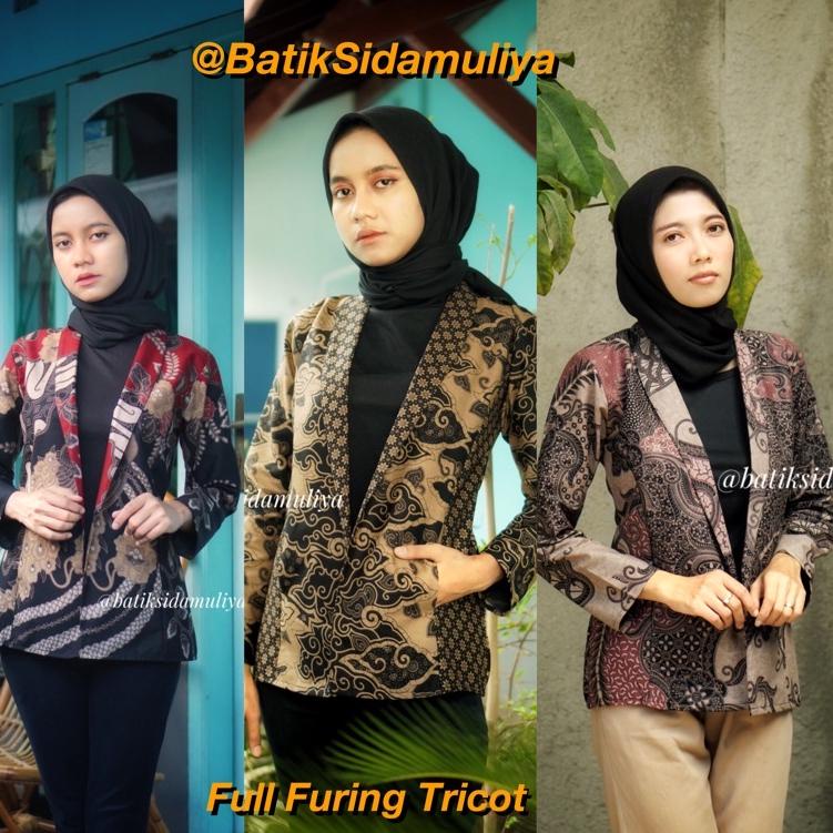 Chekout Blazer Batik Wanita Atasan Batik Blouse Jaz Outer Kantor Premium Eksklusif By Batik Sidamuli