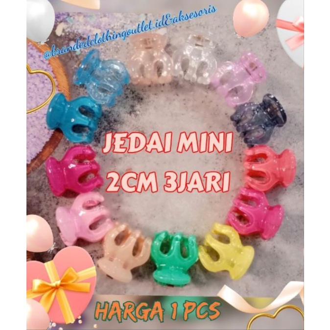 JEDAI MINI 3 CAKAR  2CM / JEDAI KECIL 2CM 3JARI / JEPIT PONI MINI / JEPITAN RAMBUT MINI / JEDAI LUCU