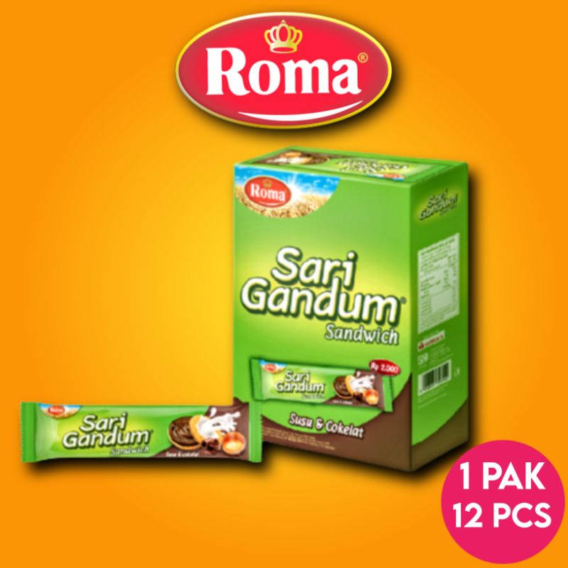 

Roma Sari Gandum Sandwich Coklat 38,5gr - 1pack 12pcs