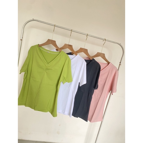 KAOS IMPORT WANITA MODEL V NECK/ATASAN V NECK OVERSIZE IMPORT (BJCN5528)