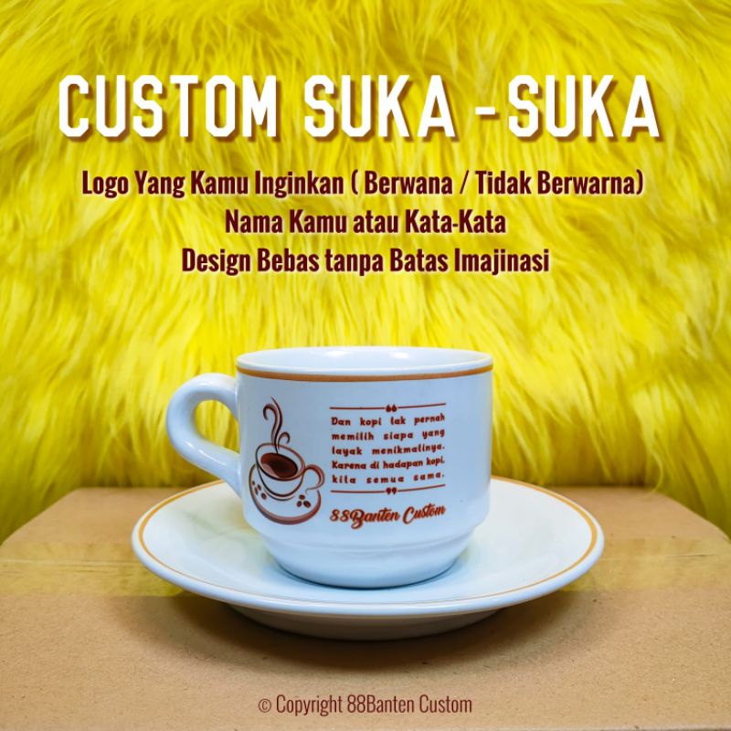 Cangkir Set Custom Desain Suka Suka Gelas Tea Souvernir Cangkir Teh