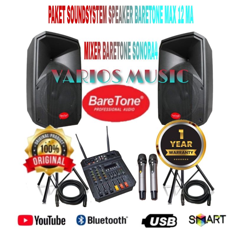 paket sound BARETONE 12MA cocok buat outdor indor original garansi resmi