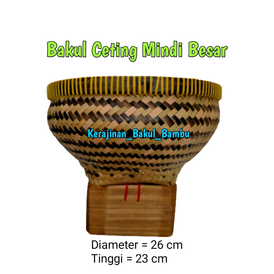 Bakul nasi bakul bambu Boboko ceting kulit mindi besar 26 cm Kerajinan tangan tradisional anyaman ba