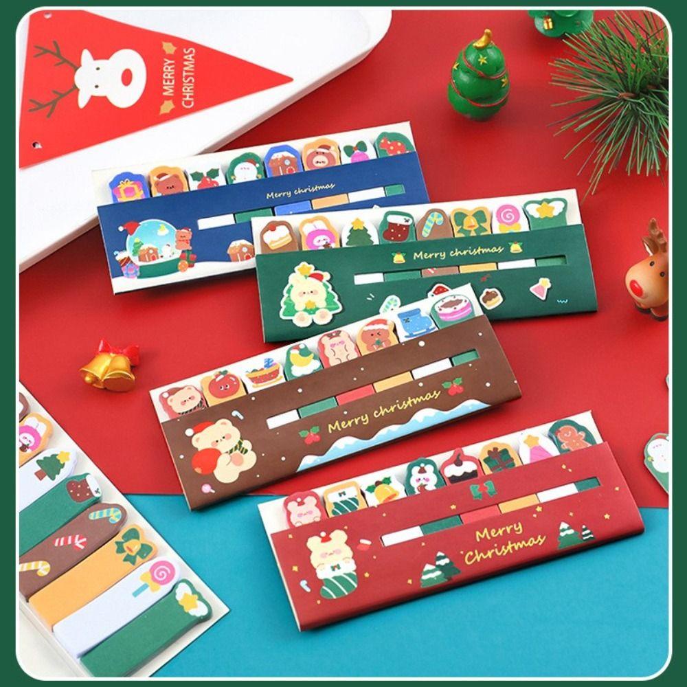 Mxbeauty Tab Strip Perlengkapan Kantor 240lembar Alat Tulis Sekolah Baca Label Bookmark Christmas Series Sticky Notes