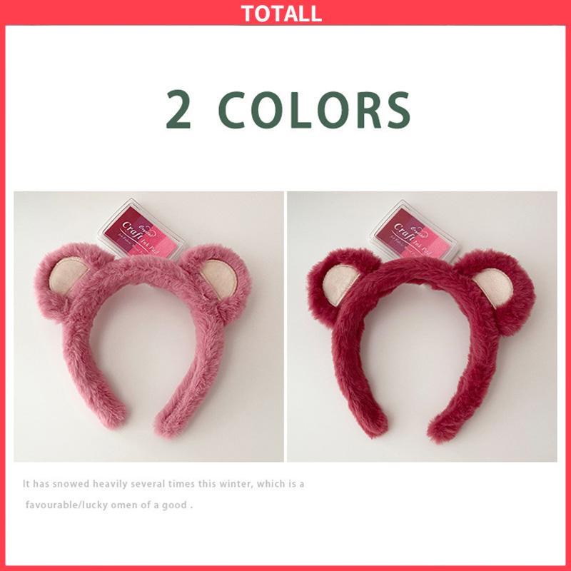 COD Ikat Kepala Cuci Muka Wanita Beruang Stroberi Mewah Ikat Kepala Jepit Rambut Lucu Hiasan Kepala-Totall