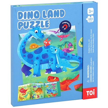 TOI Magnetic Puzzle Dino Land Mainan Edukasi Anak Mainan Montessori Anak Puzzle Jigsaw 3D 3+ Kado