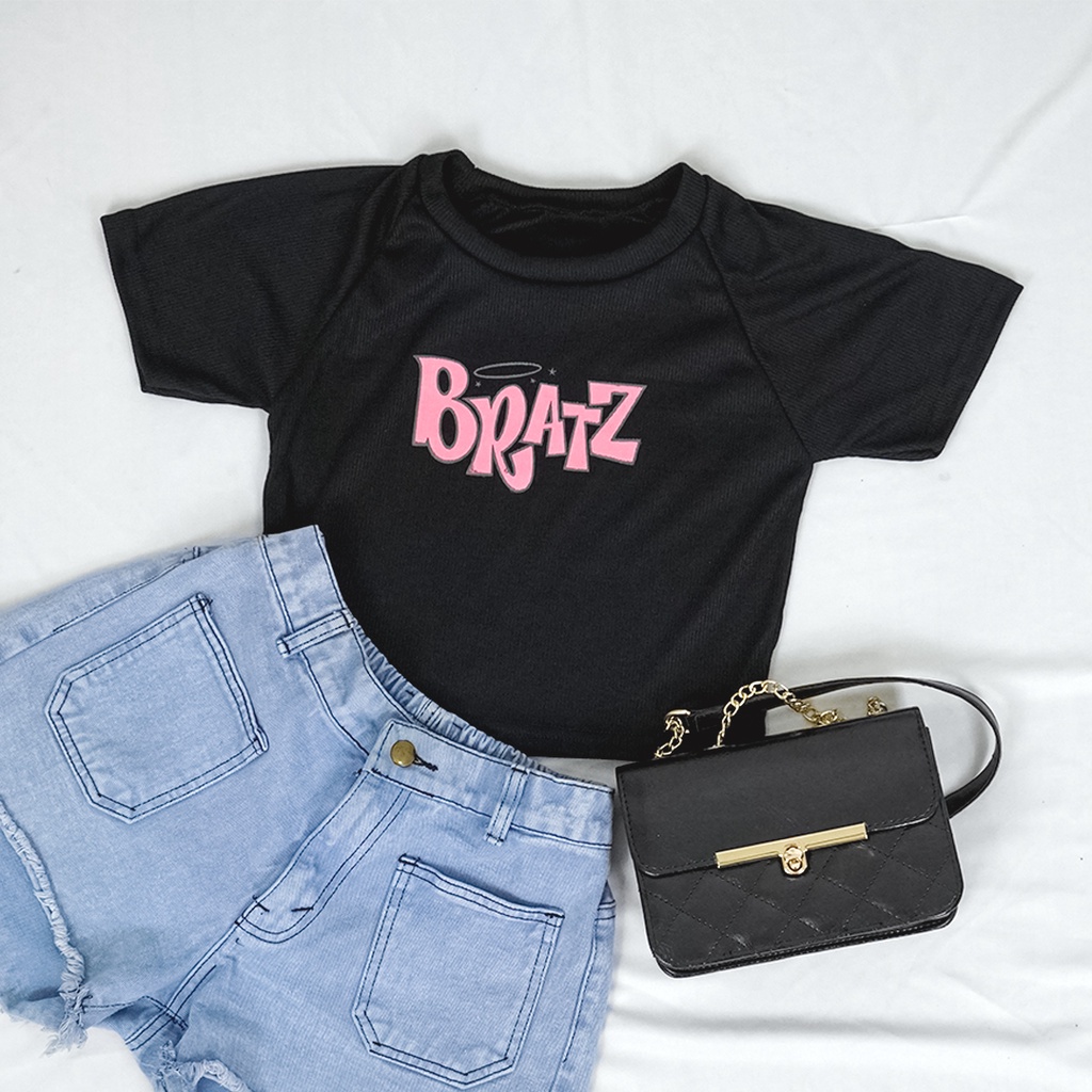 Tq88indonesia Fashion Baju Atasan Wanita Terbaru / Kaos Crop Bratz / Oblong Cewek Lengan Pendek / Ootd Kekinian