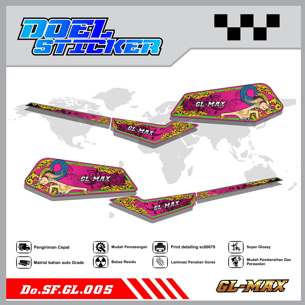 Sticker Striping GL PRO , MAX List Variasi Hologram pelangi,Crome Doel 005