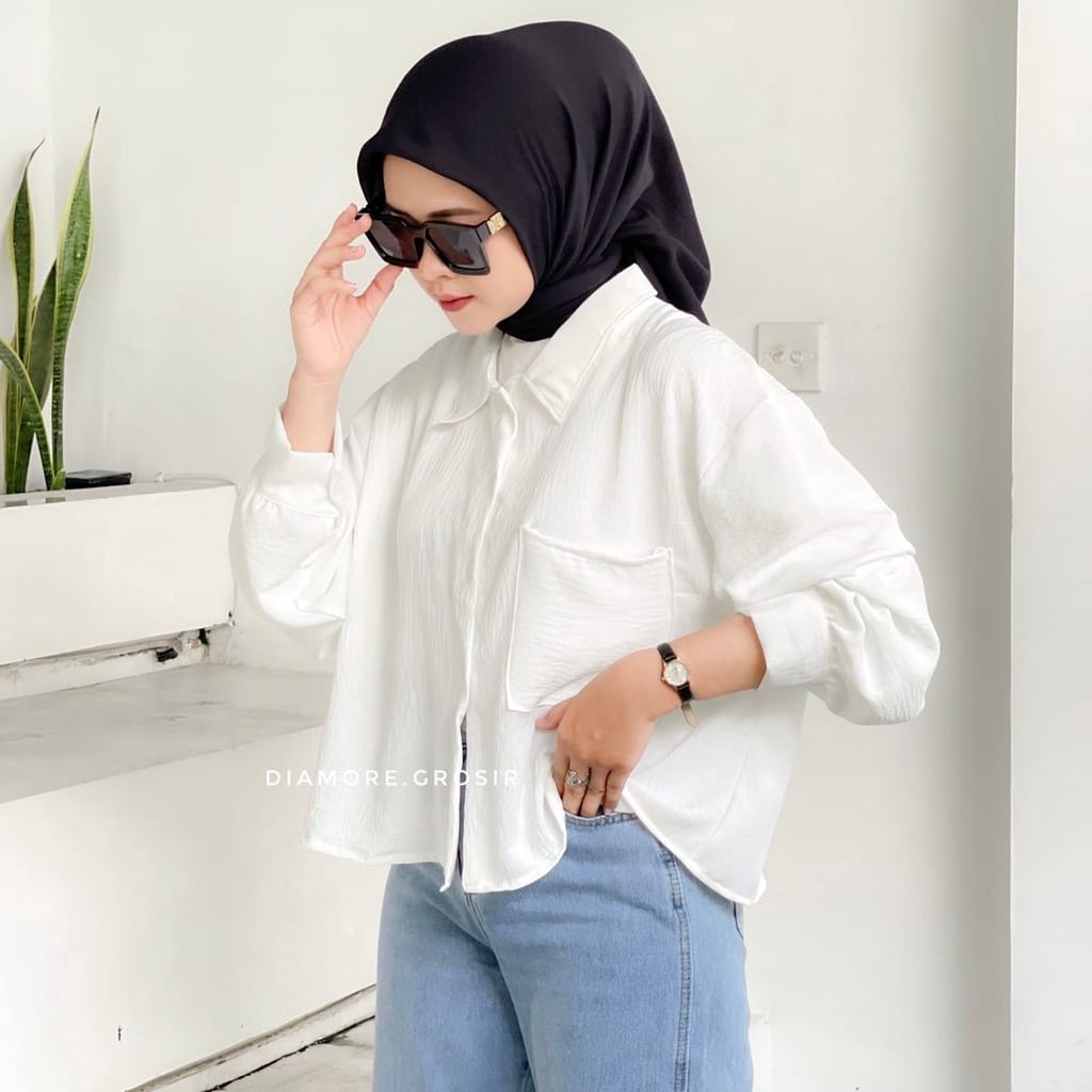 AFI - EC - ⭐️ PREMIUM AIRFLOW CRINCLE ⭐️ Tieta Blouse Cropty CRINCLE