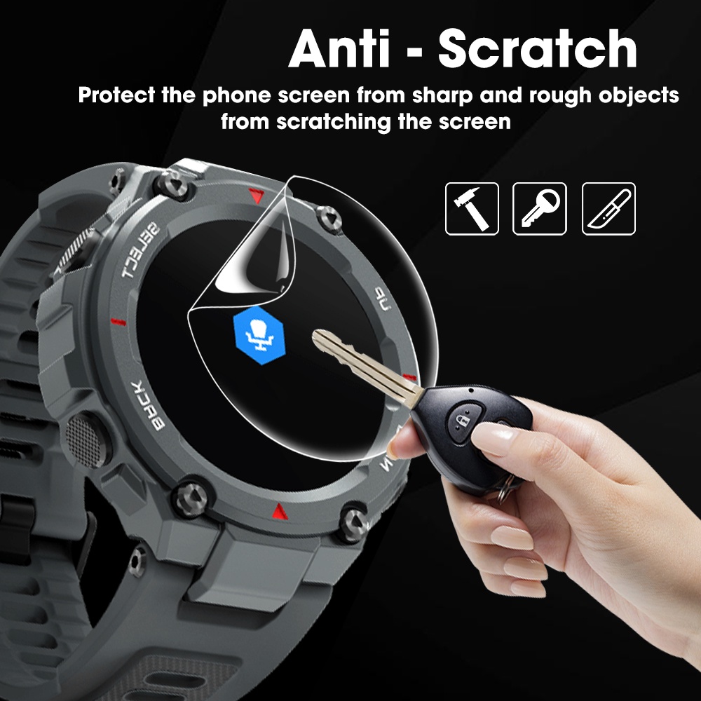 Film Pelindung Layar Anti Gores Bahan TPU Hydrogel Untuk Smartwatch Amazfit T-Rex / T-Rex2