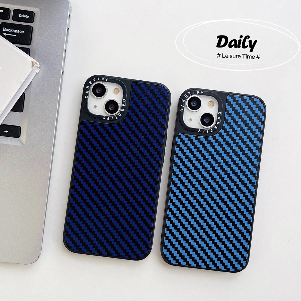 Hard Case Tekstur Carbon Fiber Shockproof Cover iPhone 14 13 12 11 Pro MAX
