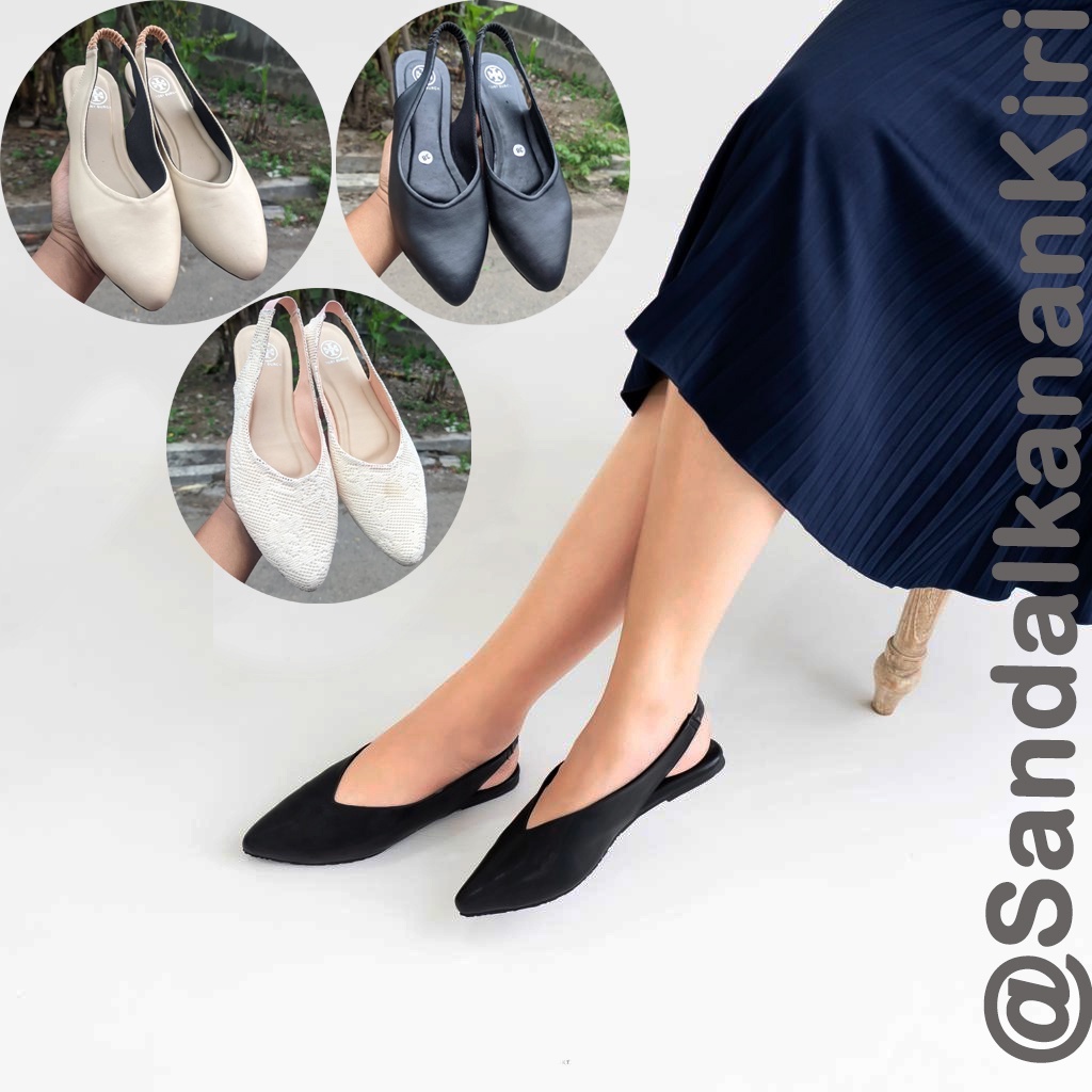 Tory Mules Stiletto - Sepatu Flat Shoes Wanita Terbaru Flat Tali Polos Cewek Kekinian Kerja Flatshoes Pesta Murah Best Seller