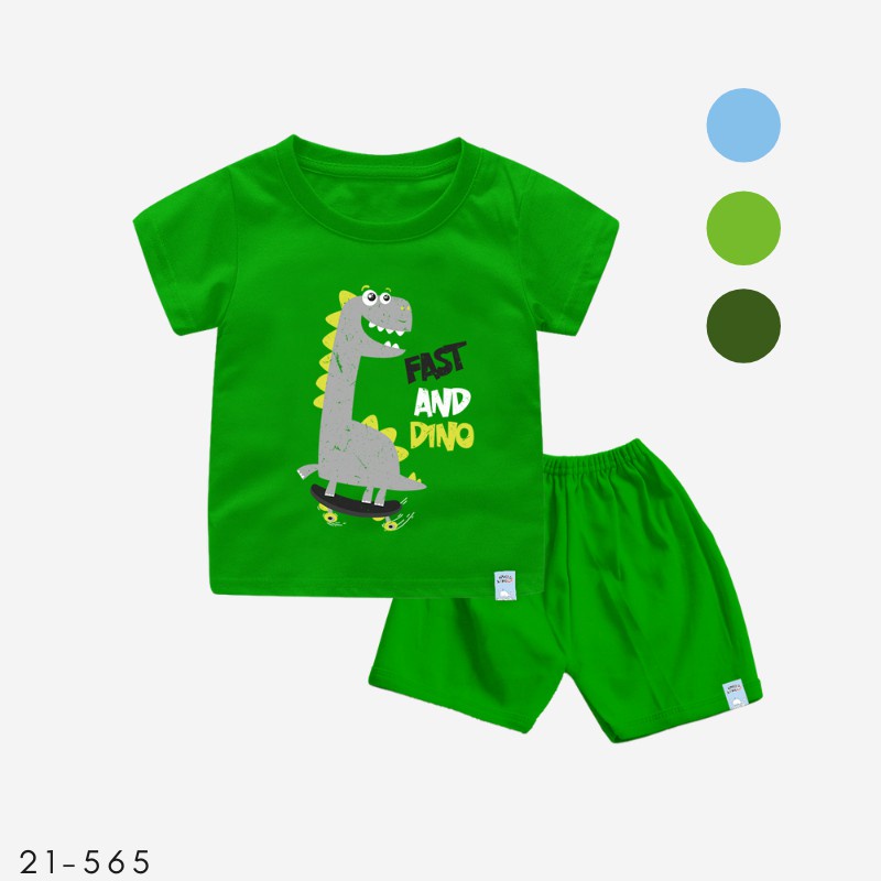 Setelan Kaos Dino Skate Anak Usia 1-8 Tahun Combed 30s