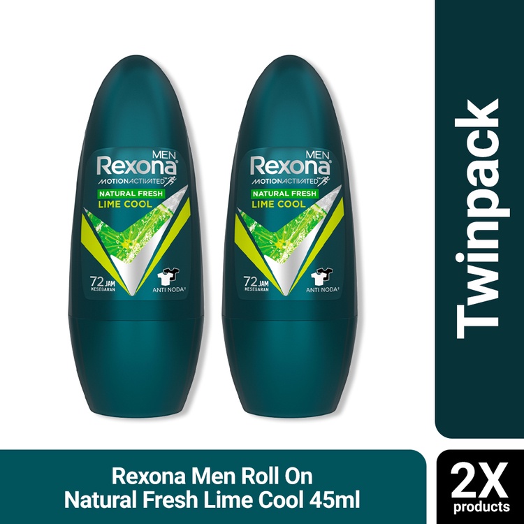 Rexona Men Deodorant Natural Fresh Lime Cool Roll On 45ml Twinpack