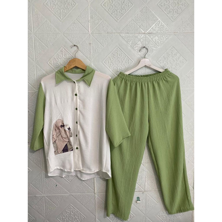 SETCEL CRINKLE/SET KEMEJA CRINKLE TERBARU/SETELAN WANITA/ONE SET CRINKLE/SETCELCRINKLE WANITA