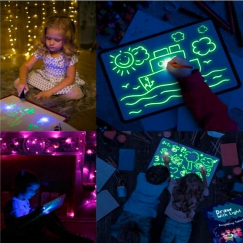 Mainan Edukasi Drawing Board Light Papan Tulis LED