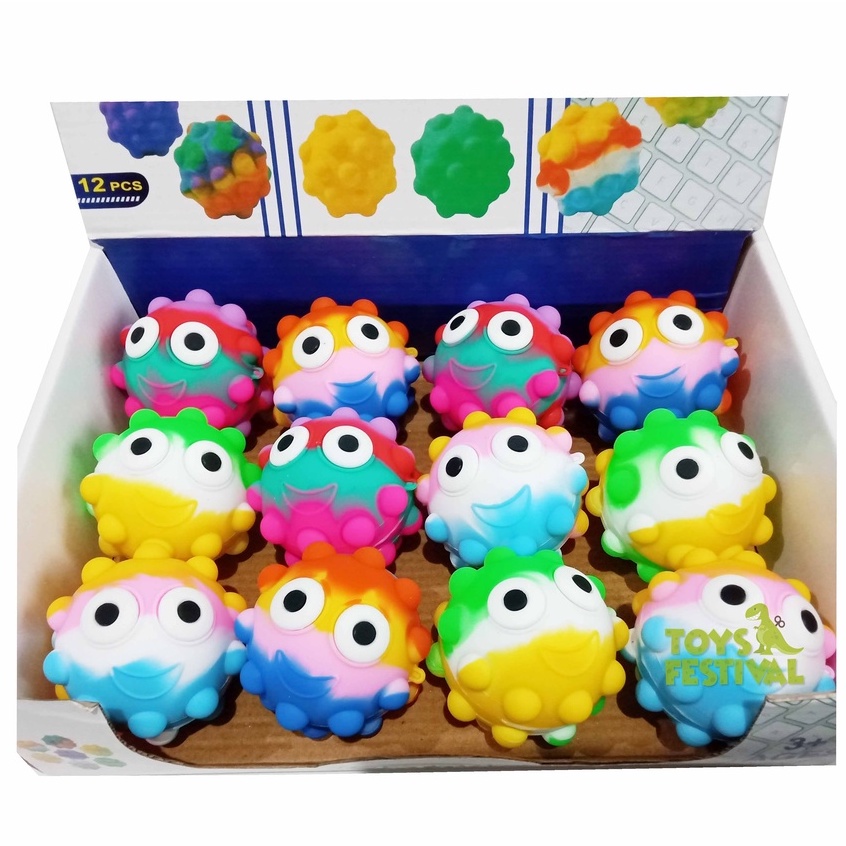 1 Buah Mainan Pressball Squishy Pop It Bola Duri Lampu Menyala Multicolor